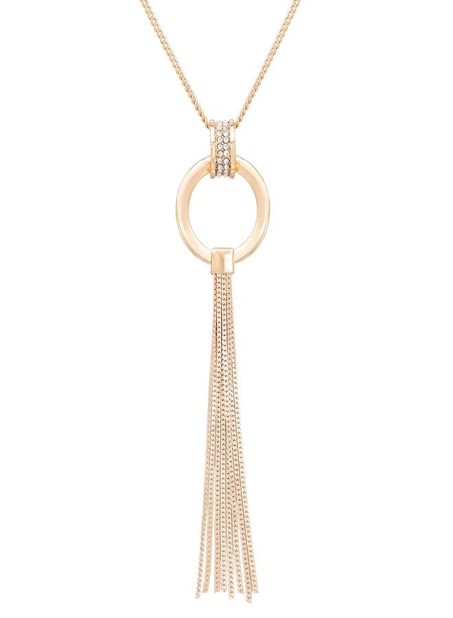 MOLOCH Y Shaped Lariat Necklace Long Tassel Circle Pendant Necklace Set Woman Delicate Jewelry (gold) - Image 1