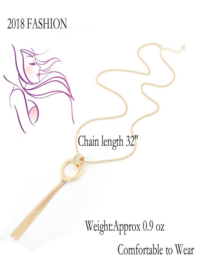 MOLOCH Y Shaped Lariat Necklace Long Tassel Circle Pendant Necklace Set Woman Delicate Jewelry (gold) - Image 4