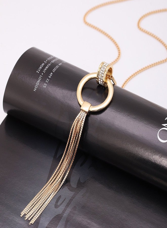 MOLOCH Y Shaped Lariat Necklace Long Tassel Circle Pendant Necklace Set Woman Delicate Jewelry (gold) - Image 5