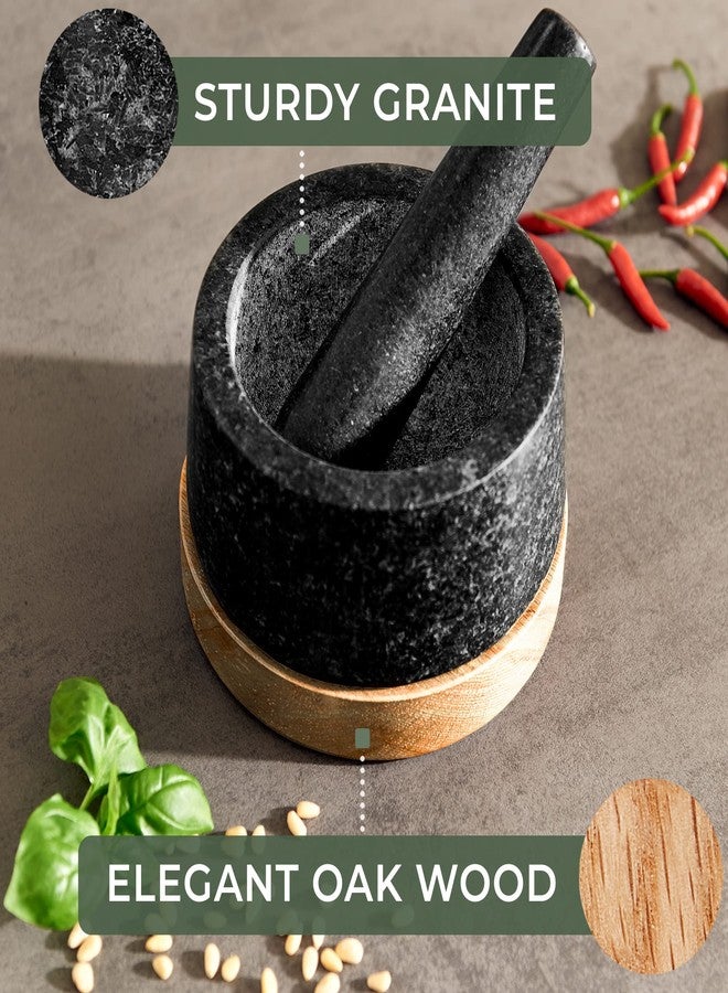 WALDWERK Mortar and Pestle - Mortar and Pestle Set with Anti-Scratch Oak Wood Base - Mortar with Extra Large Pestle Made of Natural Granite - Large Mortar and Pestle - Ideal for Guacamole - Image 5