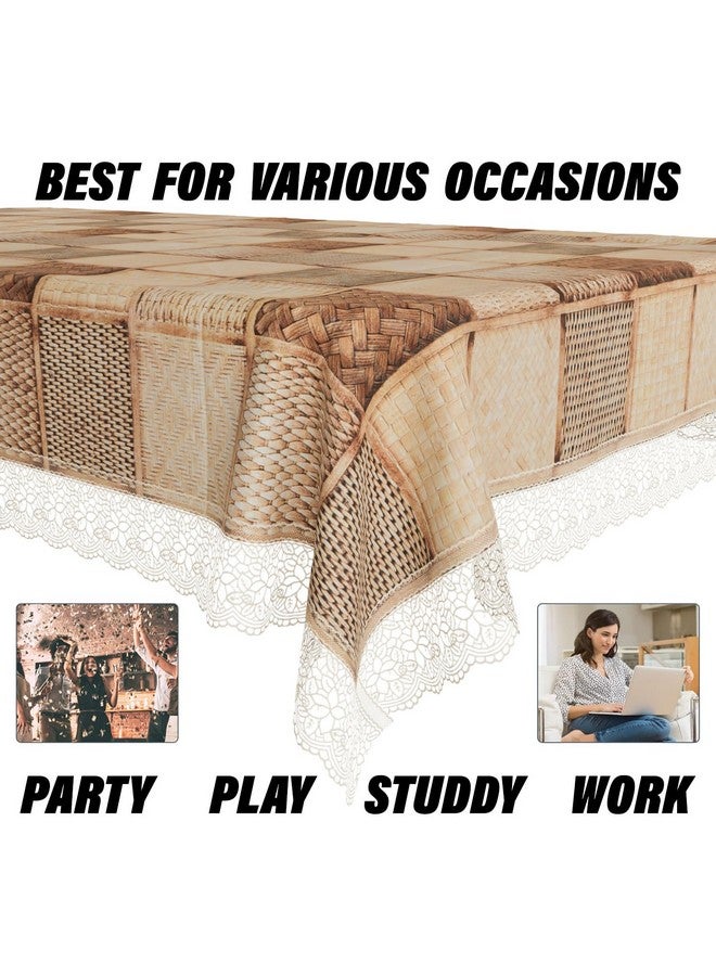 Kuber Industries Dining Table Cover | Kitchen Dining Tablecloth | 4 Seater Center Table Cover | Dining Table Cover for Hall Décor | Chatai Kitchen Tablecloth | 45x70 | Brown - Image 3