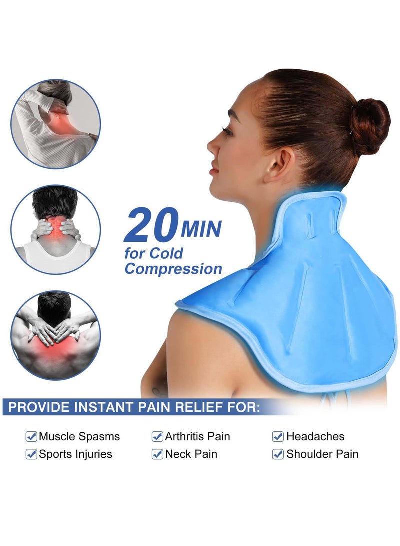 KASTWAVE Ice Pack for Neck and Shoulders, Reusable Gel Cold Compress for Rotator Cuff Injuries, Swelling, Upper Back Pain Relief, Large Neck Ice Pack Wrap with Soft Plush Lining - Image 3