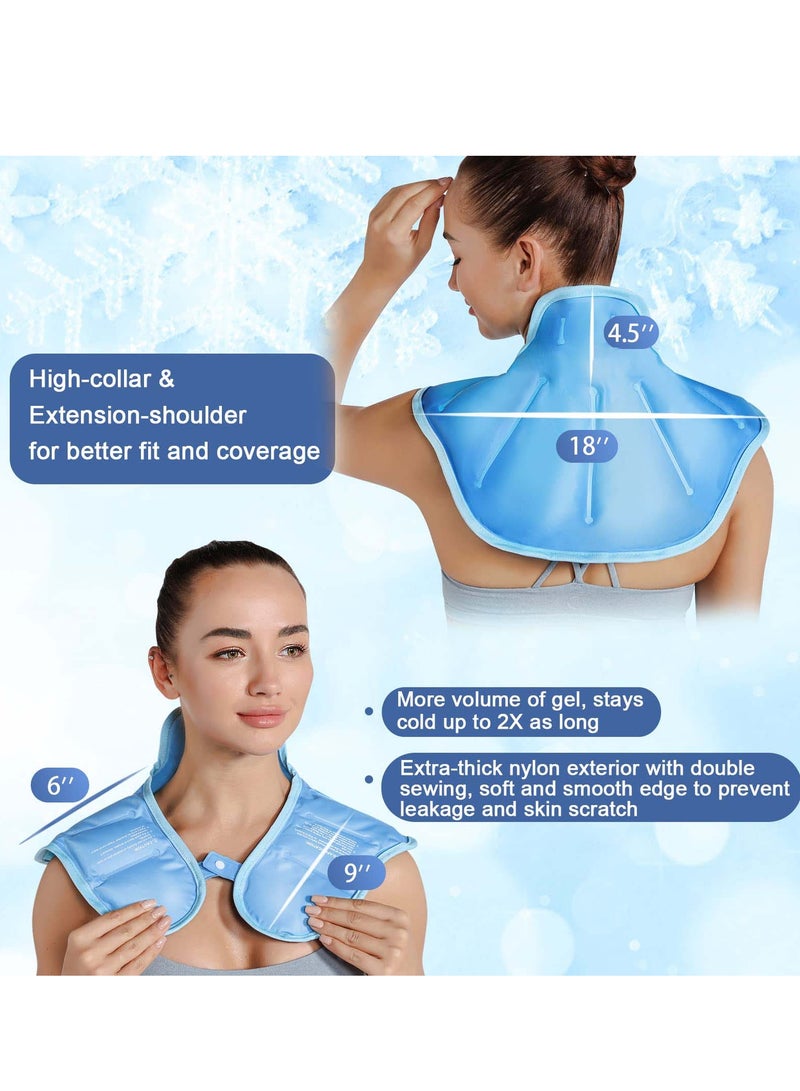 KASTWAVE Ice Pack for Neck and Shoulders, Reusable Gel Cold Compress for Rotator Cuff Injuries, Swelling, Upper Back Pain Relief, Large Neck Ice Pack Wrap with Soft Plush Lining - Image 5