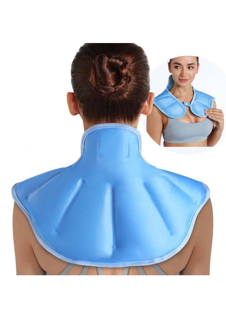 KASTWAVE Ice Pack for Neck and Shoulders, Reusable Gel Cold Compress for Rotator Cuff Injuries, Swelling, Upper Back Pain Relief, Large Neck Ice Pack Wrap with Soft Plush Lining - Image 1