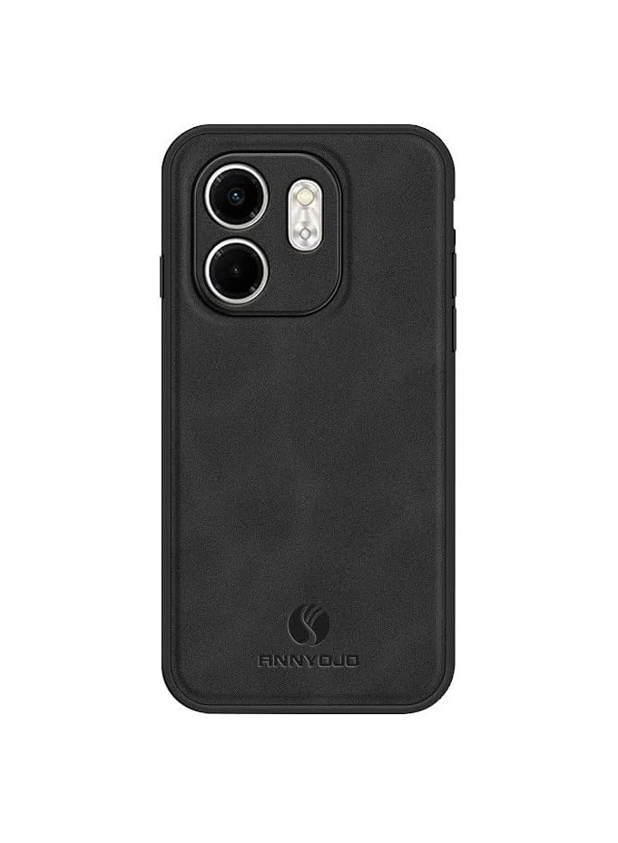 General Case Compatible with Infinix Smart 9 Case, Matte Plain Leather Case Built-in Magnetic Plate Fits Car Mount Holder, Soft TPU Edge Shockproof Protective Cover  - Image 1