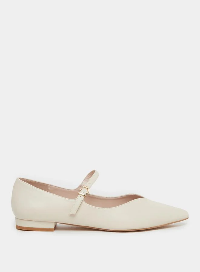 RAID Raid Cream Pointed Toe Ballet Flat Shoes