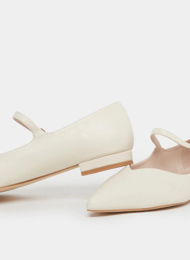 RAID Raid Cream Pointed Toe Ballet Flat Shoes