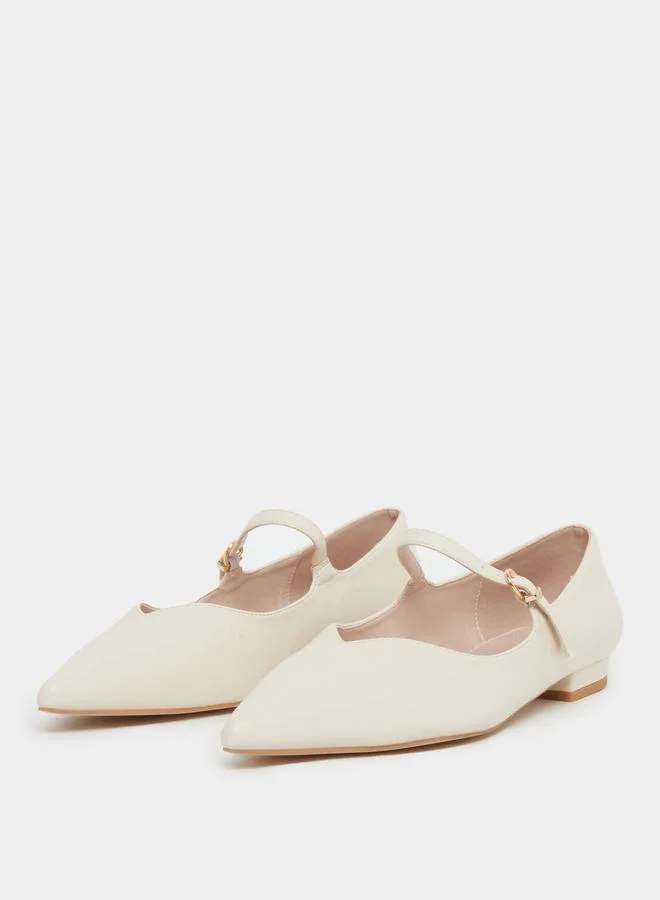 RAID Raid Cream Pointed Toe Ballet Flat Shoes