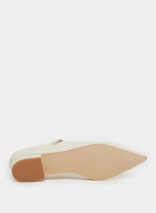RAID Raid Cream Pointed Toe Ballet Flat Shoes