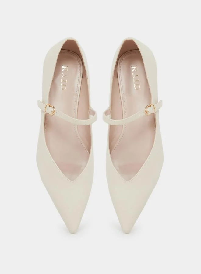 RAID Raid Cream Pointed Toe Ballet Flat Shoes