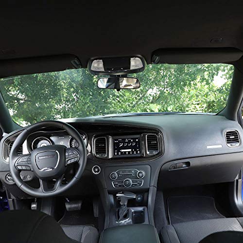 JWWY for Charger Center Consoles Dash Board Dashboard Instrument Gauge Cluster Dash Fascia Trim Panel Garnish Bezel for 2015-2025+ Dodge Charger Interior Accessories, ABS Carbon Fiber 5pcs - Image 3