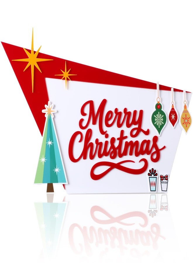 Yookeer Mid Century Modern Christmas Decorations Gifts 15.7 Inch Acrylic Merry Xmas Mcm Decoration for Table Desk Mantel Shelf for Women Holiday Indoor Home Decor - Image 1