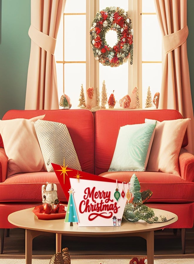 Yookeer Mid Century Modern Christmas Decorations Gifts 15.7 Inch Acrylic Merry Xmas Mcm Decoration for Table Desk Mantel Shelf for Women Holiday Indoor Home Decor - Image 5