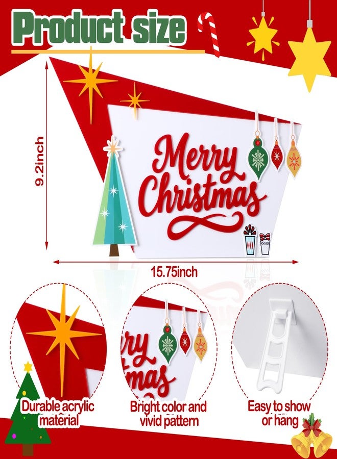 Yookeer Mid Century Modern Christmas Decorations Gifts 15.7 Inch Acrylic Merry Xmas Mcm Decoration for Table Desk Mantel Shelf for Women Holiday Indoor Home Decor - Image 3