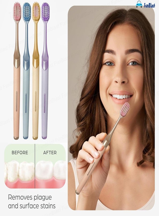 FunBlast Tooth Brush Set - Tooth Brush Combo Pack of 4 Pcs; Tooth brush for Kids & Adults, Super Soft Bristles for Sensitive Teeth, Manual Toothbrush for Kids & Adults (Multicolors) - Image 4