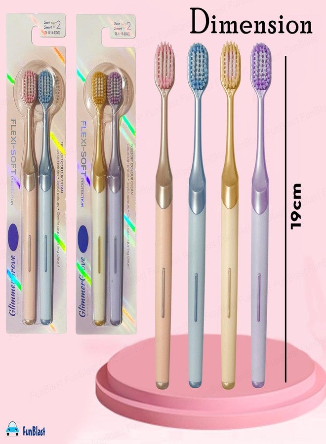 FunBlast Tooth Brush Set - Tooth Brush Combo Pack of 4 Pcs; Tooth brush for Kids & Adults, Super Soft Bristles for Sensitive Teeth, Manual Toothbrush for Kids & Adults (Multicolors) - Image 3