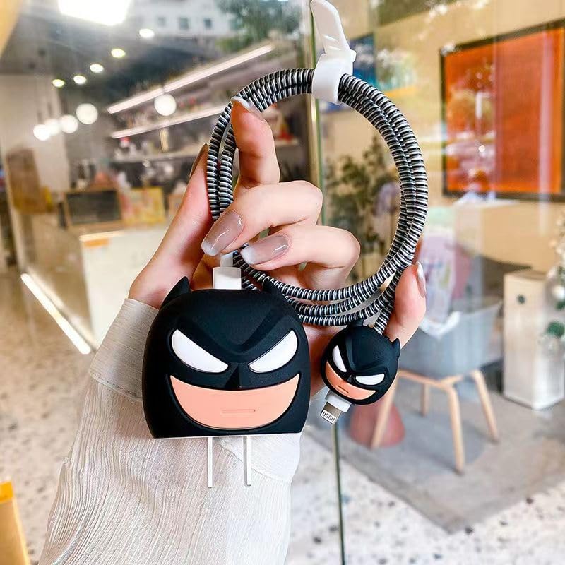 Meyaar Silicone Case for Samsung 25W USB Type-C Fast Charger Protective Cover with Wire Saver (Black (Bat-Man)) - Image 3