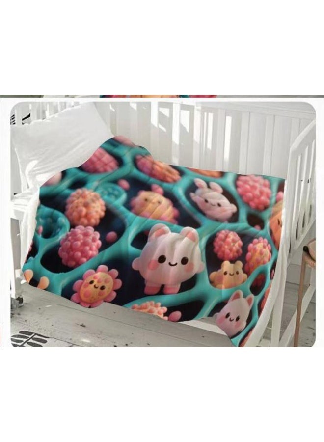 عام بطانية رقيقة من الفانيلا الكرتونية للأطفال والرضع (دافئة ومريحة، ومناسبة للنوم والألعاب) 70 سم * 100 سم - Image 2