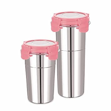 KIDINGTON Stainless Steel Fusion Glass Tumbler with Stainless Steel Lid Multicolor 600mlPack 2 - Image 3