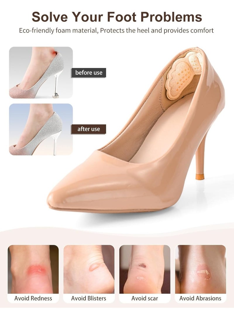 Heel Pads for Shoes:Heel Grips (5 Pairs) - Non-Slip Blister Prevention for Women - Comfort Pads for High Heels Boots & Dress Shoes(Beige+Black) - Image 2