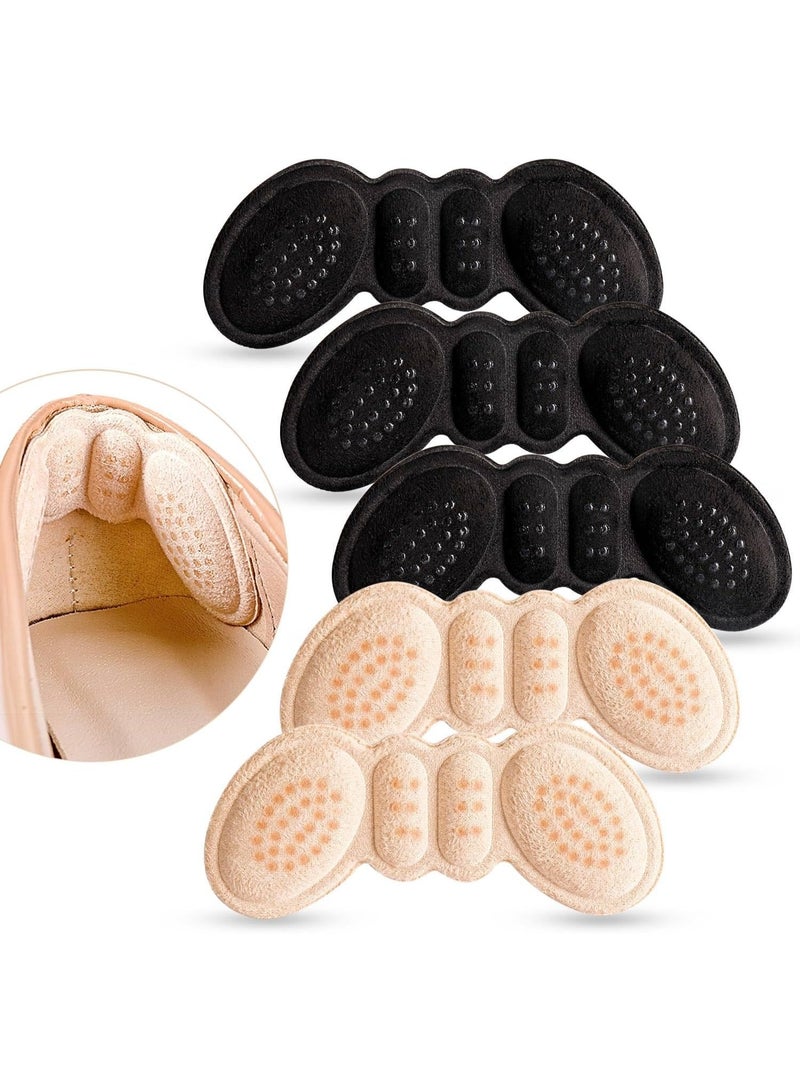 Heel Pads for Shoes:Heel Grips (5 Pairs) - Non-Slip Blister Prevention for Women - Comfort Pads for High Heels Boots & Dress Shoes(Beige+Black) - Image 1