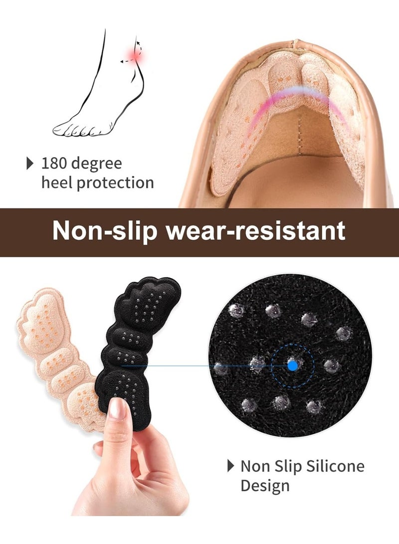 Heel Pads for Shoes:Heel Grips (5 Pairs) - Non-Slip Blister Prevention for Women - Comfort Pads for High Heels Boots & Dress Shoes(Beige+Black) - Image 3