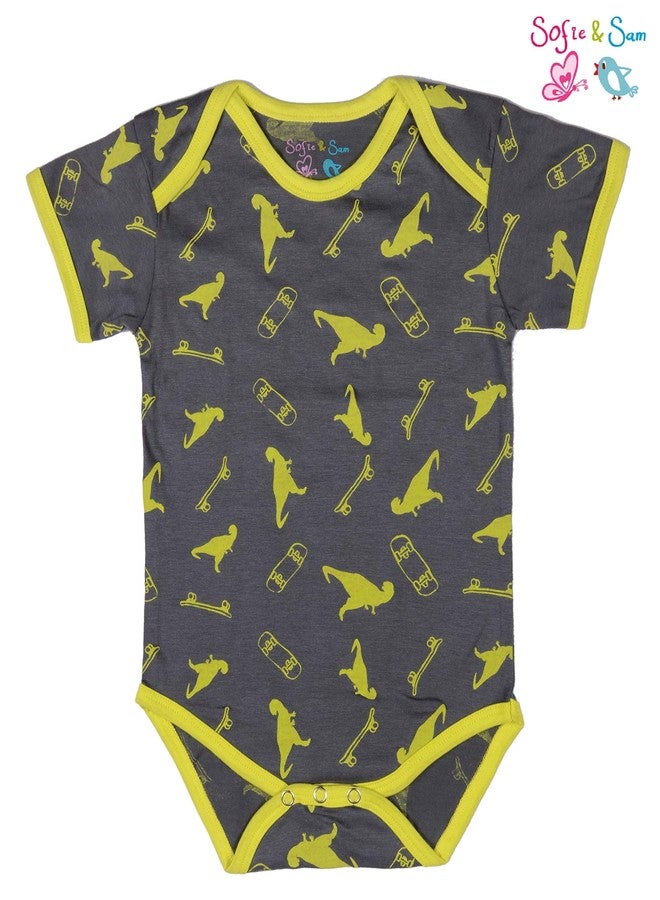 Sofie & Sam Baby Romper Half Sleeves Premium Cotton Pack of 3 - Car/Superkid/Dianosour (3-6 Months) - Image 3
