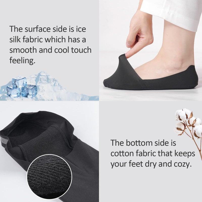 Murmorers No Show Socks for Women, Non Slip Nylon Thin Footies Invisible Silky Low Liner Socks for Loafers Flats Black 6 Pairs Size 9-12 - Image 5