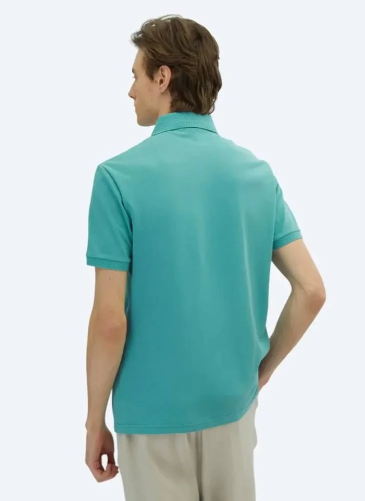 Kip Nile Green Plain Polo Neck 100% Cotton T-Shirt