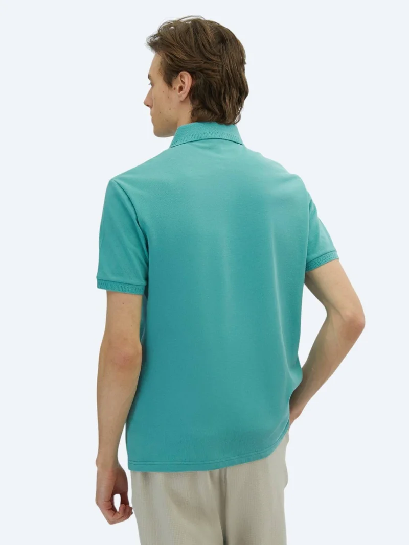 Kip Nile Green Plain Polo Neck 100% Cotton T-Shirt