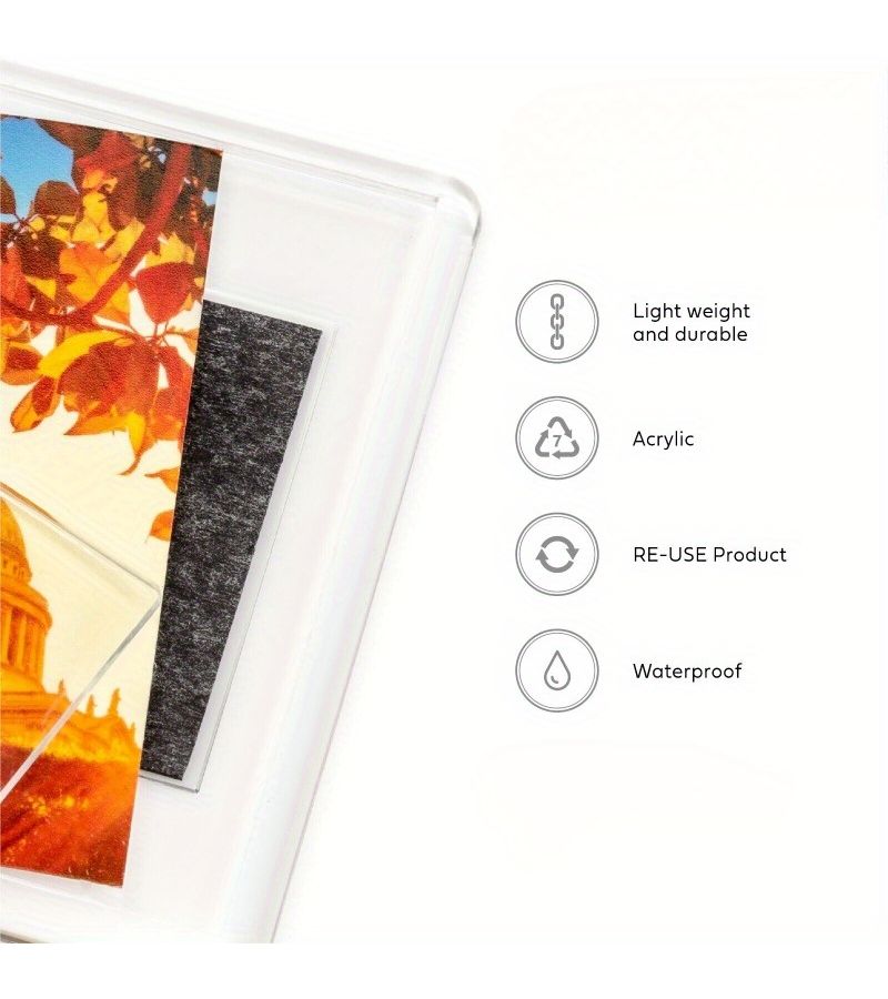 6 Pcs 1.77 Inch By 2.76 Inch Blank Refrigerator Magnet Photo Frames Made Of Transparent Acrylic Material For Inserting Photos Perfect For DIY Home Kitchen Decor - Image 5