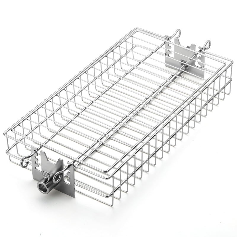 TURBRO Flat Rotisserie Basket, 304 Stainless Steel, Universal Grill Accessory, Compatible with 1/2â€ or 3/8" Hexagon, 3/8" or 5/16" Square Spit Rods, Fits Most Grills, for Outdoor BBQ - Image 1