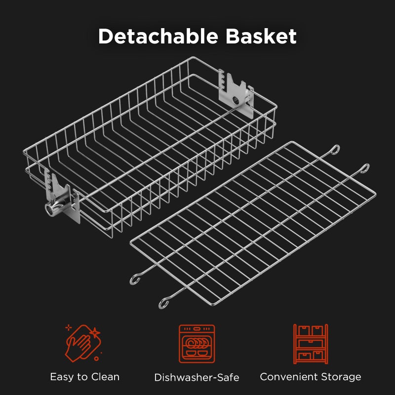 TURBRO Flat Rotisserie Basket, 304 Stainless Steel, Universal Grill Accessory, Compatible with 1/2â€ or 3/8" Hexagon, 3/8" or 5/16" Square Spit Rods, Fits Most Grills, for Outdoor BBQ - Image 5