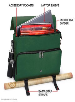 ENHANCE Collector's Edition RPG Player's Essentials DND Bag - Dragon Hide Exterior Messenger Bag Fits 2-4 Books, Binders, Dice & Accessories, with 17 inch Laptop Slot, Battlemap Straps (Dragon Green) - pzsku/Z695FC054639CE2FBD354Z/45/_/1686134350/85731933-73c4-4c5f-8be3-20168ca509f6