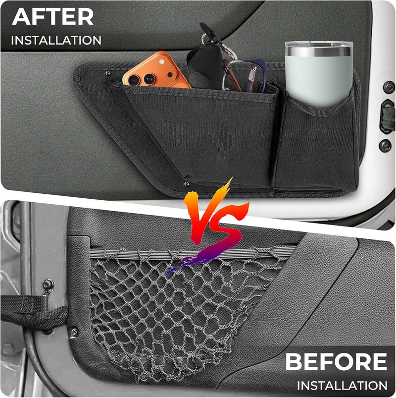 CALBEAU Oxford Front Door Storage Pockets Box, 2PCS Door Storage Pockets for 2011-2018 Jeep Wrangler JK JKU Accessories 2/4-Door, Door Net Pocket Replacement All choice modern design - Image 5
