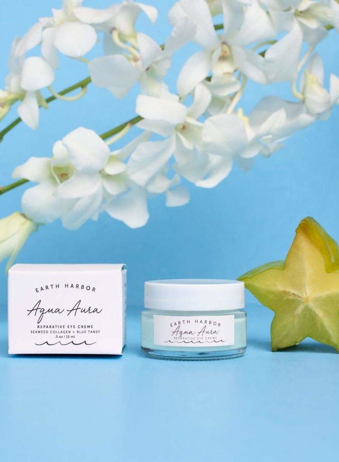 Earth Harbor AQUA AURA Reparative Eye Creme | Renew & Nourish | Blue Tansy + Seaweed Collagen | Plant-Based and Ethical Trade | 1/2 oz - Image 4
