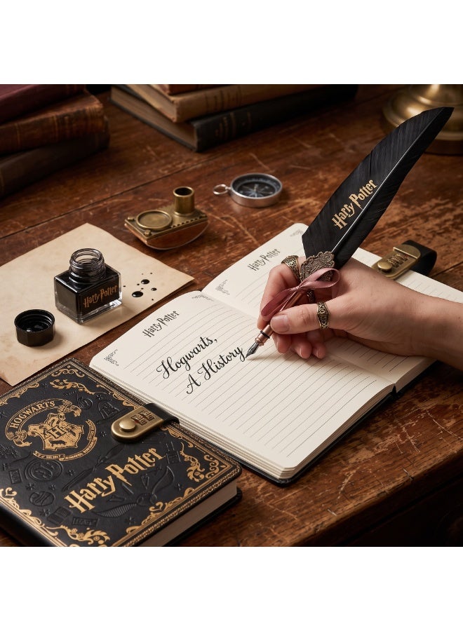 Harry Potter Vintage Secret Diary With Combination Lock & Quill Pen Writing Set Included Ink Bottle & 5 Nibs Black/Gold 9-Piece Set HA-506 - Image 5