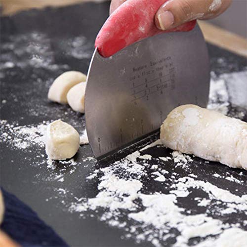 Clovis Stainless Steel Bench Scraper Multi-Purpose Bench Scraper & Chopper with TPR Handle & Scale,Pizza Cutter,Cake Smoother, Dough Scraper (Red) - Image 2