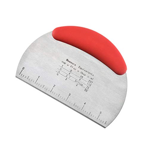 Clovis Stainless Steel Bench Scraper Multi-Purpose Bench Scraper & Chopper with TPR Handle & Scale,Pizza Cutter,Cake Smoother, Dough Scraper (Red) - Image 1