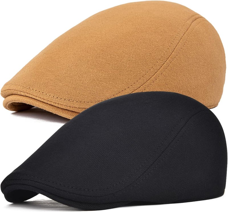 FEINION Men Cotton Newsboy Cap Soft Fit Cabbie Hat - Image 1