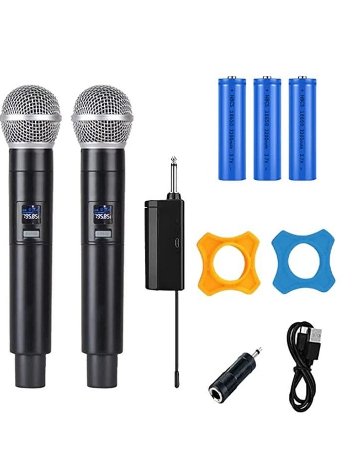 Mike Music - Mike Music Wireless Microphone, Mic with Rechargeable Receiver (Work 3-6hs), 160ft Range, for Karaoke Machine, Amplifier Speaker, Mixer, Speech, Church, Interview (wireless microphone 1 drag 2, Black) - Image 1