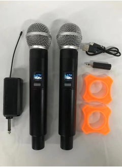 Mike Music Wireless Microphone, Mic with Rechargeable Receiver (Work 3-6hs), 160ft Range, for Karaoke Machine, Amplifier Speaker, Mixer, Speech, Church, Interview (wireless microphone 1 drag 2, Black)