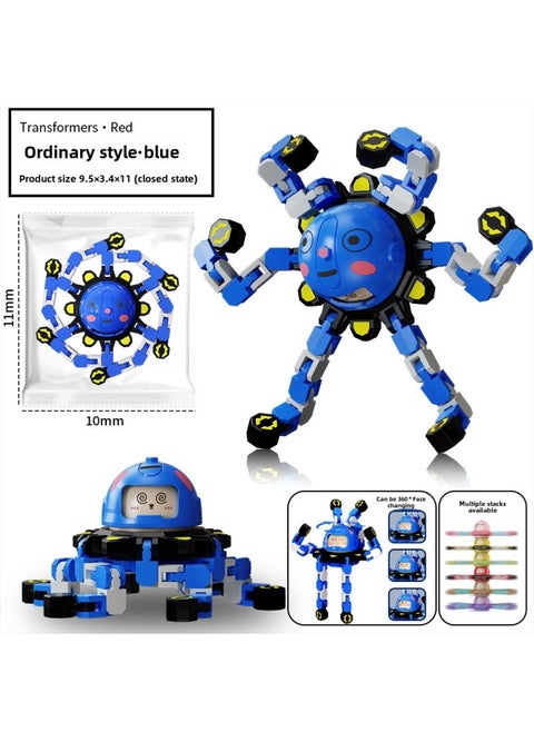 Trembling Fingertips Mechanical Face-changing Gyro Decompression Children's Mechanical Deforming Gyro Luminous Finger Spiral Fingertips-Color:Opp Bag-ordinary Blue