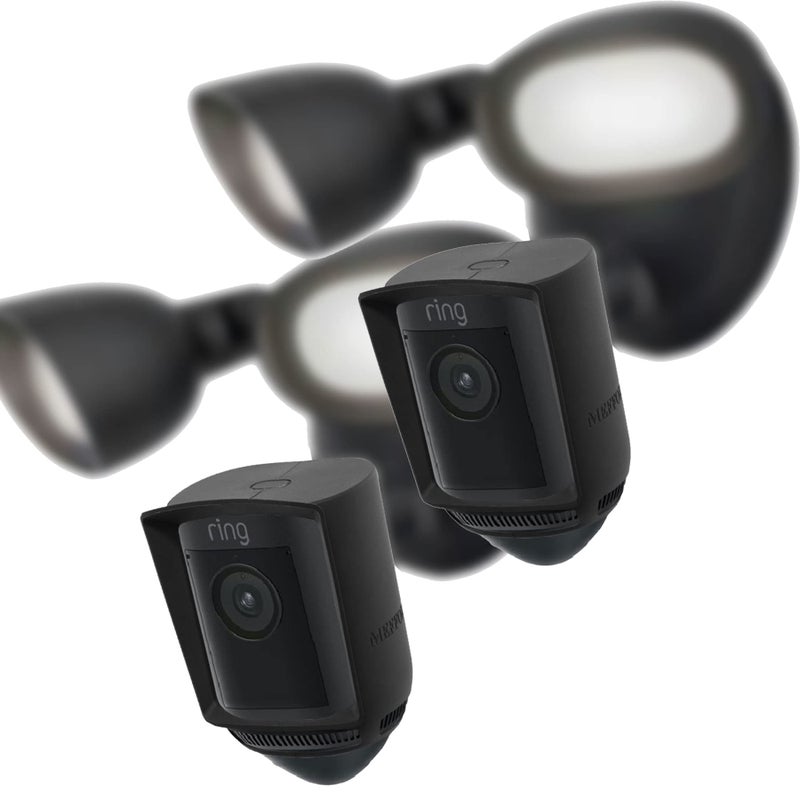 Meffort Inc Silicone Skin Case Compatible with Ring Floodlight Cam Wired Pro - Sun Glare, UV & Weather Protection Skins Cover (Black, 2 Pack) - Image 1