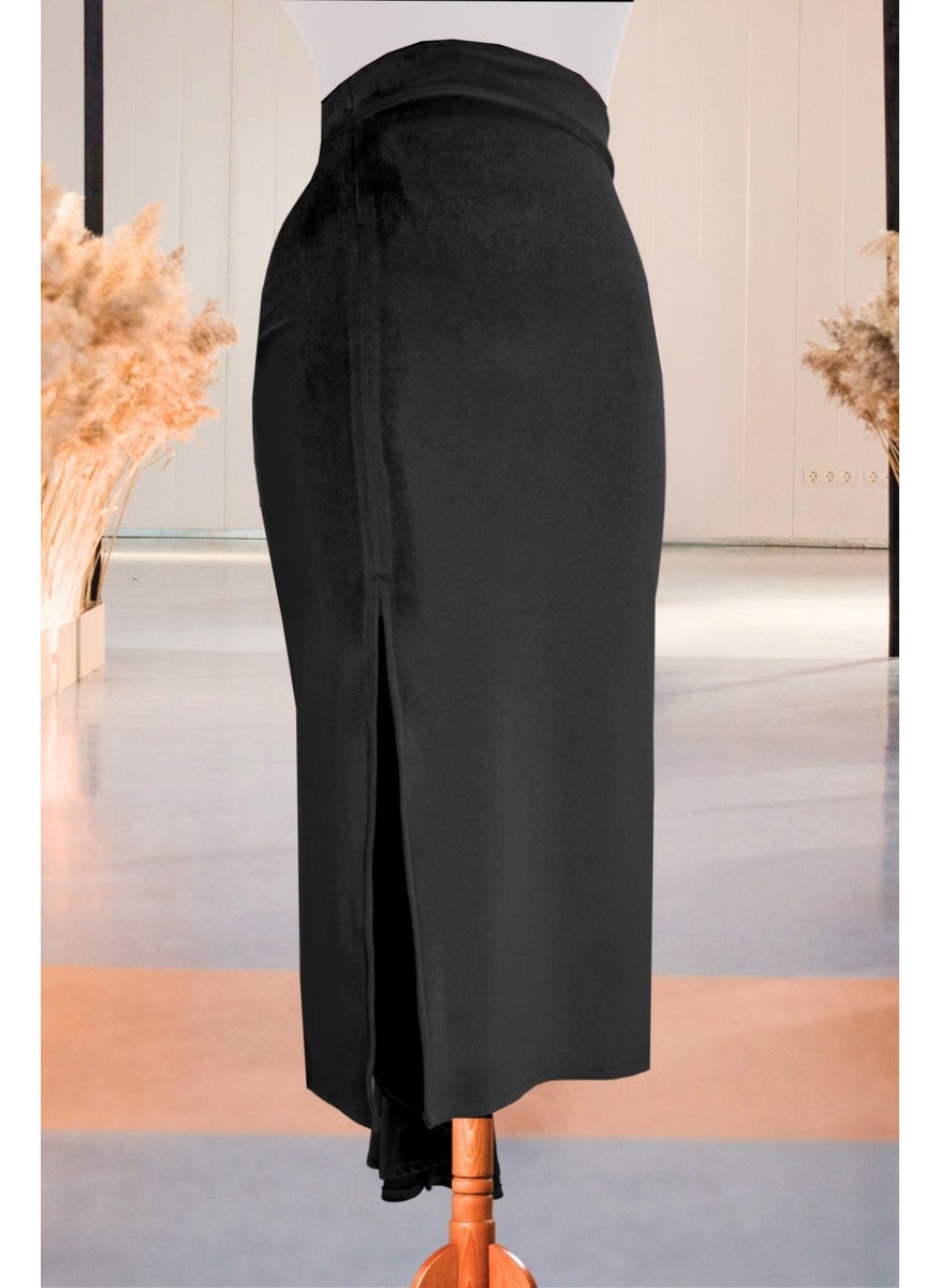 Black Velvet Tail Tango Dance Skirt - Chic High Slit Design - pzsku/Z695FF2006F13397E18ADZ/45/_/1730376907/93da9039-8c2d-4f71-93ba-a373e077b2a9