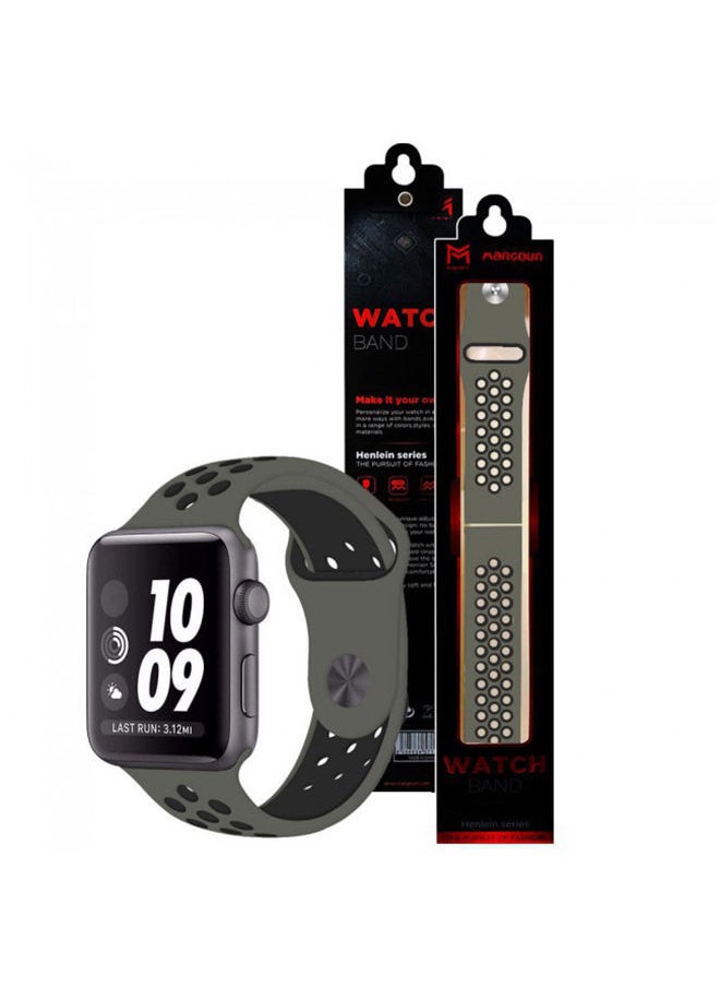 NIBEMINENT - Apple Watch 42mm/44mm/45mm Nike Design Silicone Band Grey/Black - Image 1