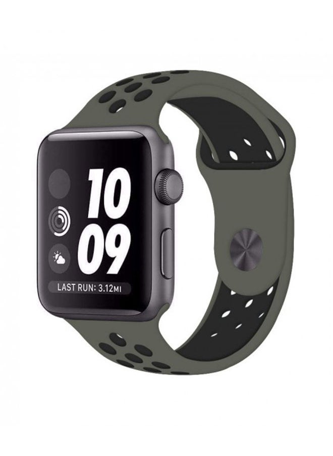 NIBEMINENT - Apple Watch 42mm/44mm/45mm Nike Design Silicone Band Grey/Black - Image 1