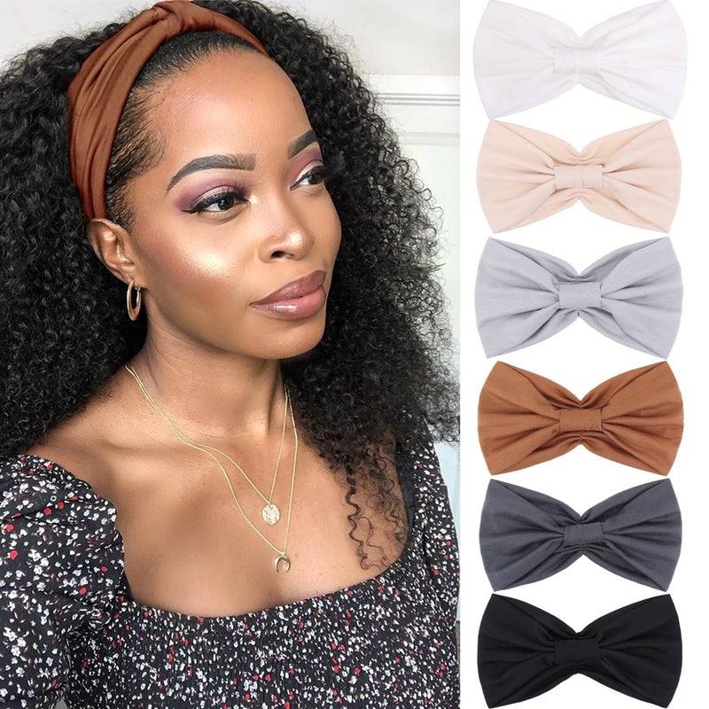 Kachanaa 6 Packs New Wide Headbands for Womens HairNon Slip Soft Elastic Bandeau Hair Bands Makeup Yoga Workout Running Sweat Hair Wraps Fashion Hair Accessories