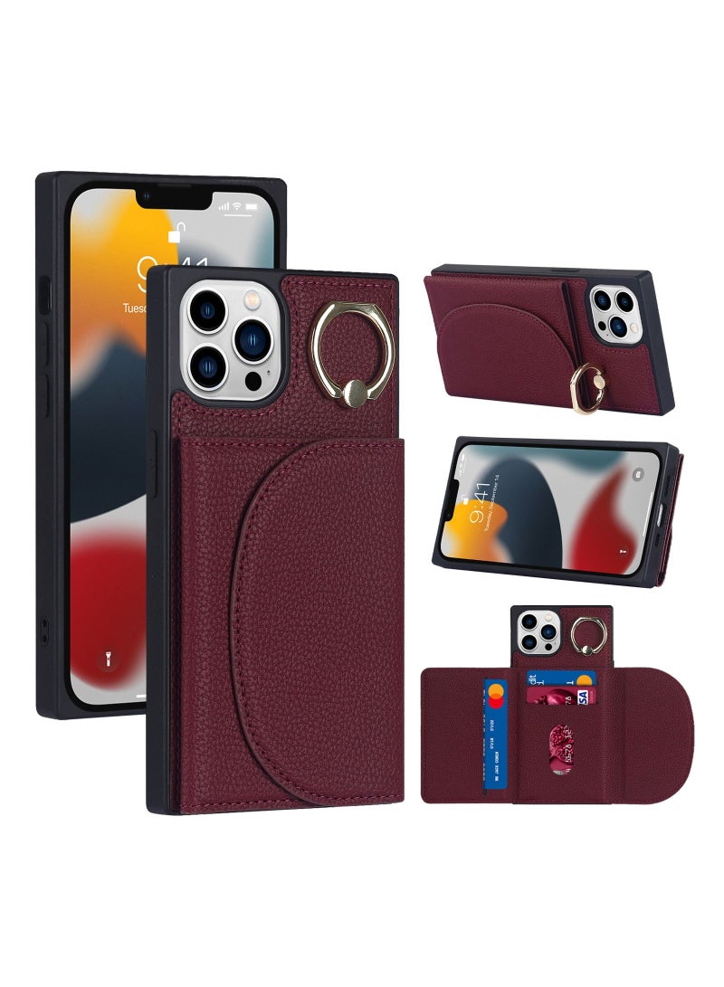 Suteni Ring Buckle Back Cover Magnetic Leather Phone Case for iPhone  - Image 3