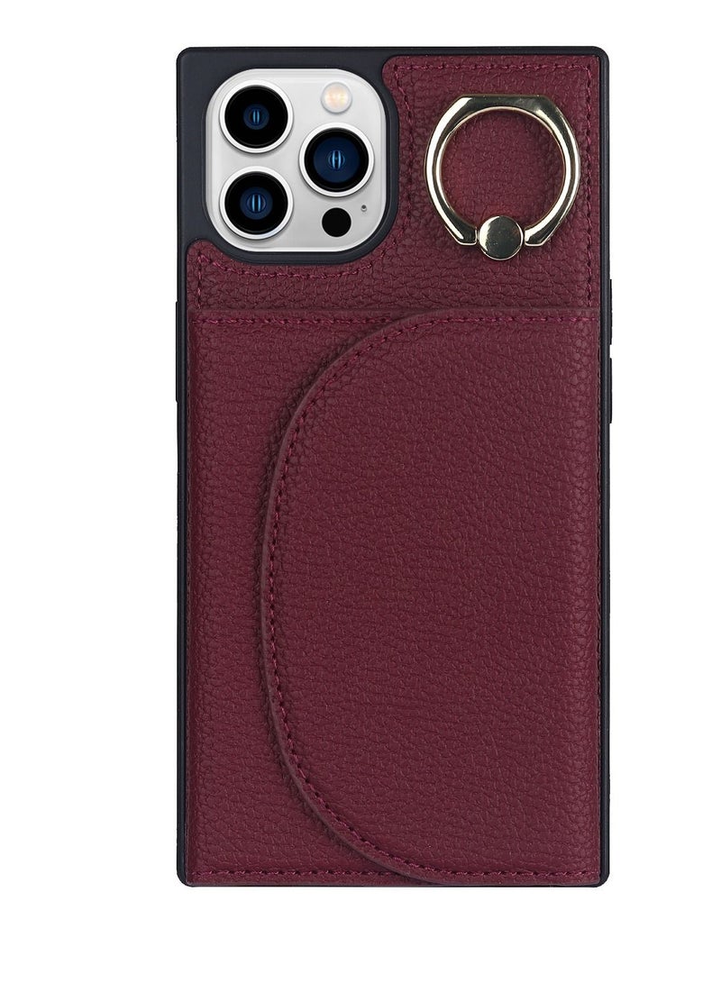 Suteni Ring Buckle Back Cover Magnetic Leather Phone Case for iPhone  - Image 1